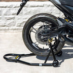 RIDERR Motorcycle Paddock Stand - Pro Model | 340kg | 32mm Steel Tube | Includes Universal & Bobbins Adaptors