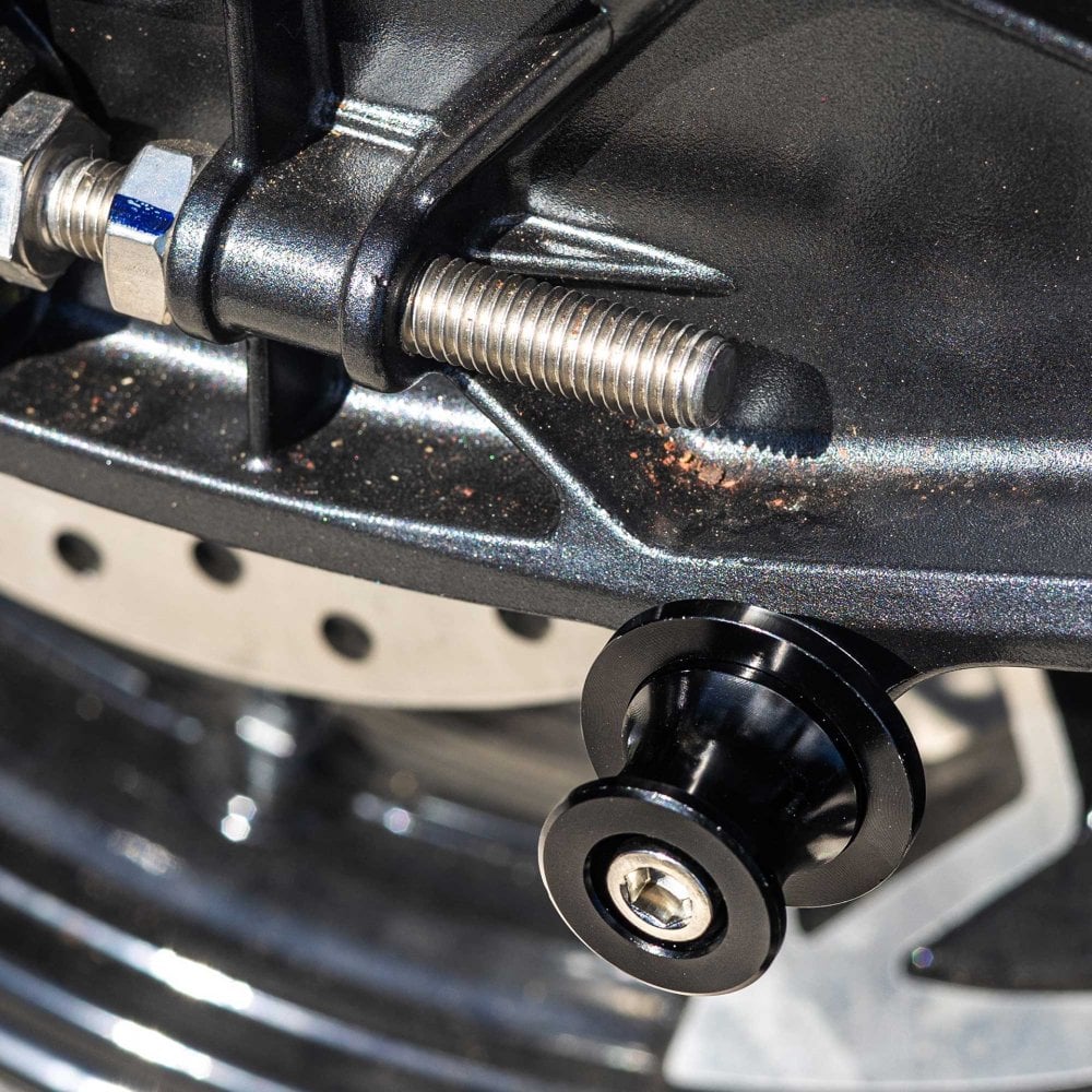 RIDERR Motorcycle Paddock Stand Bobbins - Fits Pre-Threaded Holes In Your Swingarm (Black)