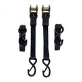 RIDERR Motorcycle Rachet Tie Down Straps - 400kg Safe Load | 800kg Break Strength | 5m x 25mm | Quick Release | Double Pack (Black)