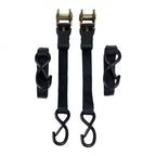 RIDERR Motorcycle Rachet Tie Down Straps - 400kg Safe Load | 800kg Break Strength | 5m x 25mm | Quick Release | Double Pack (Black)