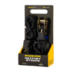 RIDERR Motorcycle Rachet Tie Down Straps - 400kg Safe Load | 800kg Break Strength | 5m x 25mm | Quick Release | Double Pack (Black)