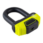 RIDERR Motorcycle RR55 Disc Lock 14.5mm Hardened Steel D Lock ART4 (Black/Yellow Fluo)