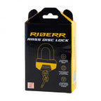RIDERR Motorcycle RR55 Disc Lock 14.5mm Hardened Steel D Lock ART4 (Black/Yellow Fluo)