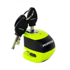 RIDERR Motorcycle RS6 Alarm Disc Lock 6mm Pin | 120db | IP67 Rated (Black/Green Fluo)