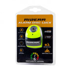 RIDERR Motorcycle RS6 Alarm Disc Lock 6mm Pin | 120db | IP67 Rated (Black/Green Fluo)