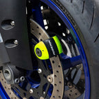 RIDERR Motorcycle RS6 Alarm Disc Lock 6mm Pin | 120db | IP67 Rated (Black/Green Fluo)