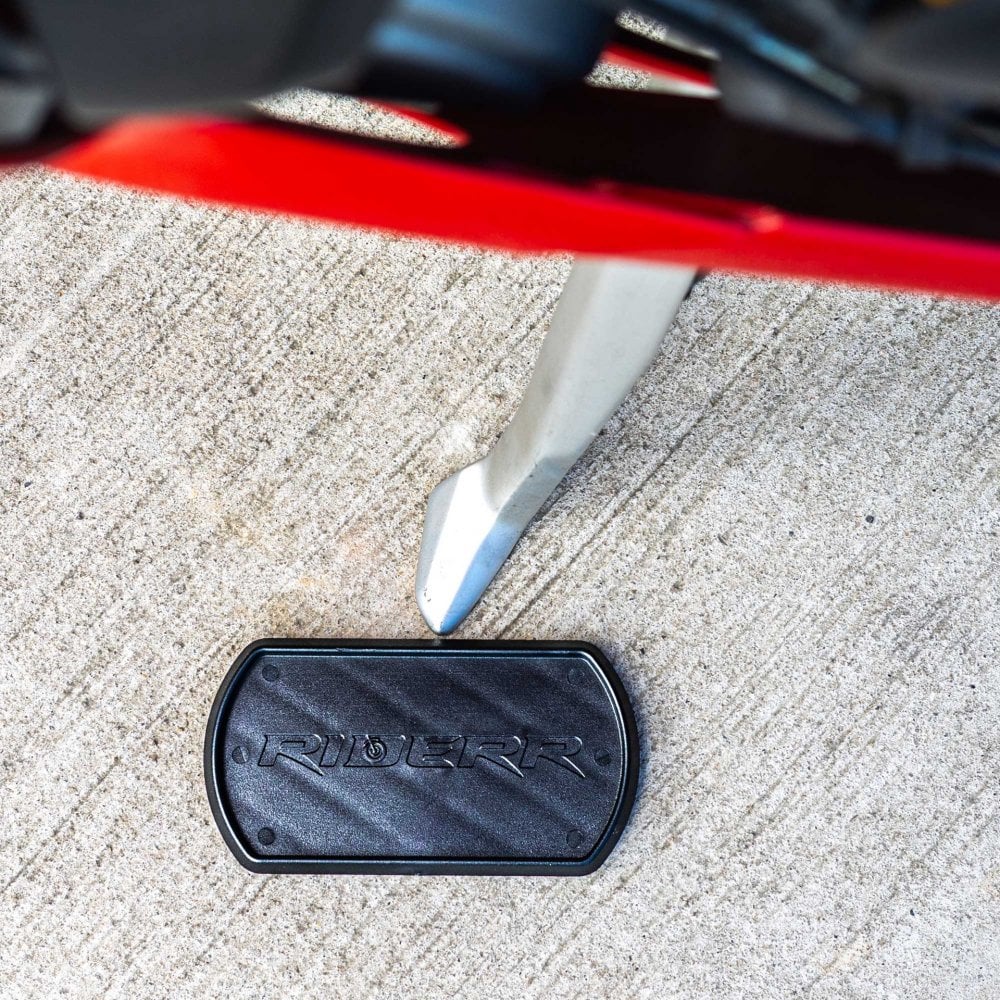 RIDERR Motorcycle Side Stand Plate - Lightweight ABS Plastic | 130x70mm | Spreads the Load Over Larger Area (Black)