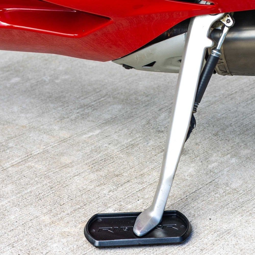 RIDERR Motorcycle Side Stand Plate - Lightweight ABS Plastic | 130x70mm | Spreads the Load Over Larger Area (Black)