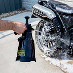 RIDERR Motorcycle Snow Foam Bottle - 2ltr | 2x Spray Nozzles for Water or Foam (Black/Yellow)