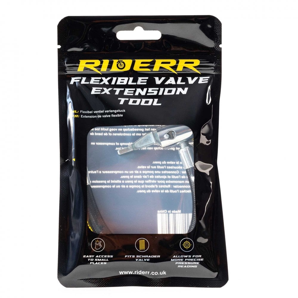 RIDERR Motorcycle Tyre Valve Flexable Extension - Easy Access for Pumping up (Black)