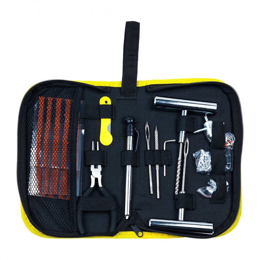 RIDERR Motorcycle Tyre Repair Kit - 43pc All-in-One Emergency Tyre Repair Kit