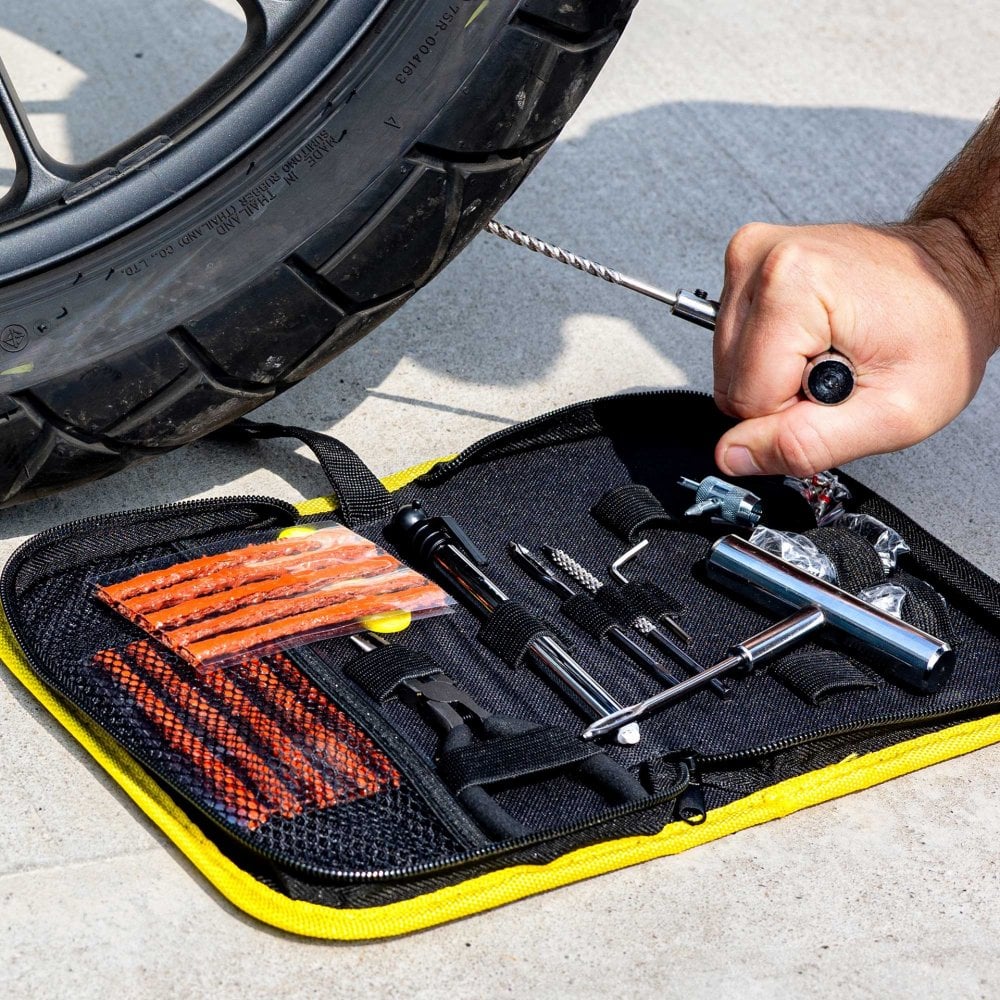 RIDERR Motorcycle Tyre Repair Kit - 43pc All-in-One Emergency Tyre Repair Kit