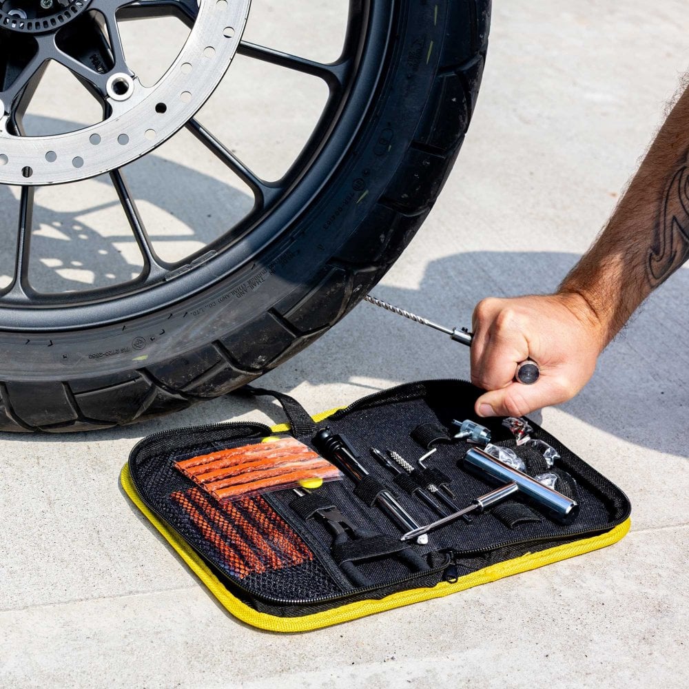 RIDERR Motorcycle Tyre Repair Kit - 43pc All-in-One Emergency Tyre Repair Kit