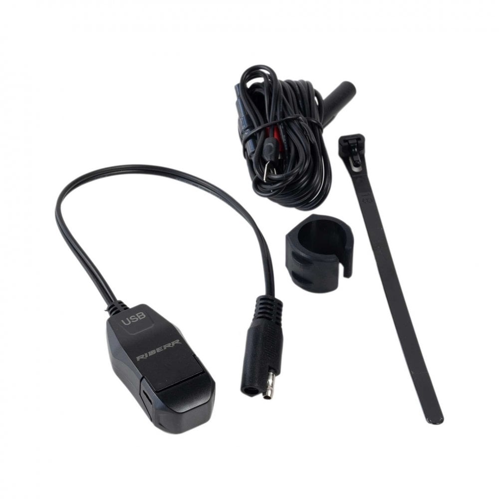 RIDERR Motorcycle USB Handlebar Charger - SAE Input to USB-A Output | 1.7m Cable | 5v 9v 12v | 3A 2A 1.5A