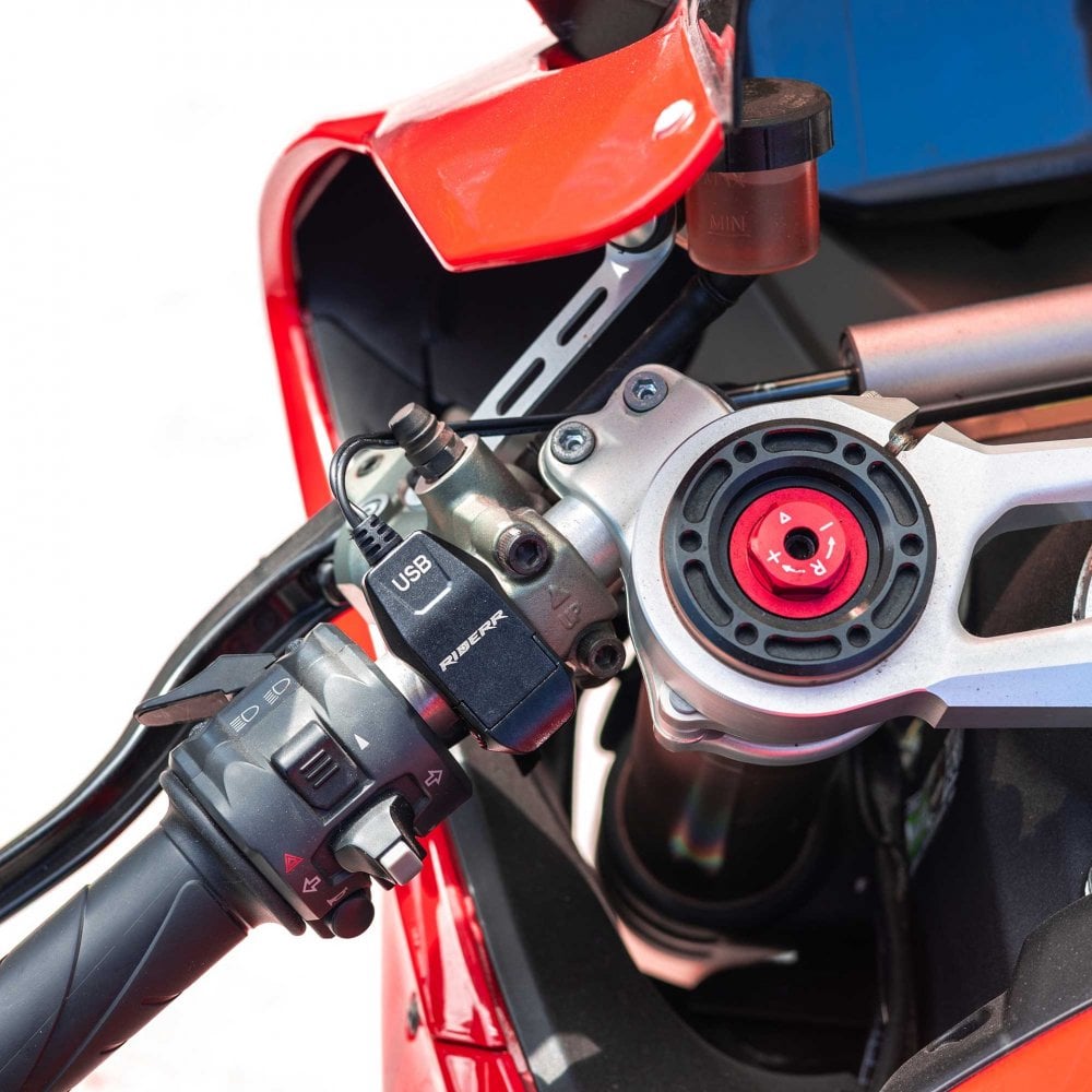 RIDERR Motorcycle USB Handlebar Charger - SAE Input to USB-A Output | 1.7m Cable | 5v 9v 12v | 3A 2A 1.5A