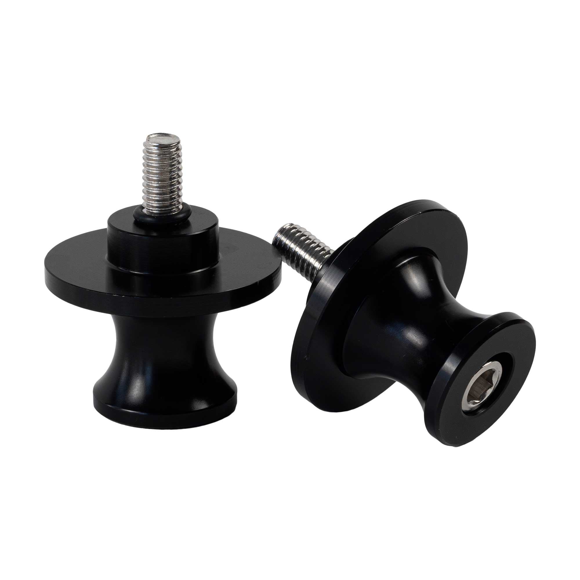 RIDERR Motorcycle Paddock Stand Bobbins - Fits Pre-Threaded Holes In Your Swingarm (Black)