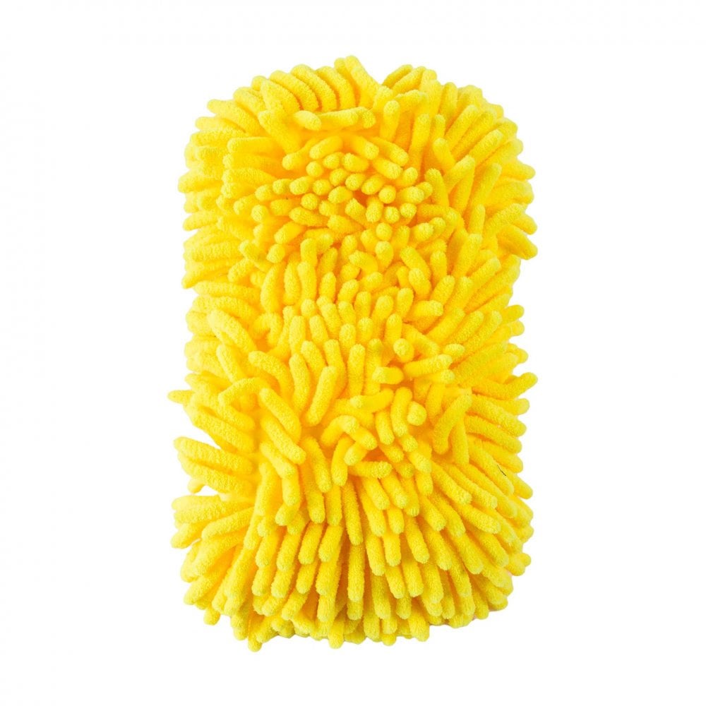 RIDERR Motorcycle MicroFibre Sponge - Chenille Microfibre & Sponge in one | Elasticated Strap (Yellow)
