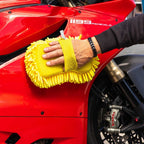 RIDERR Motorcycle MicroFibre Sponge - Chenille Microfibre & Sponge in one | Elasticated Strap (Yellow)