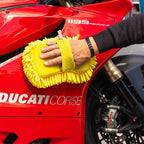 RIDERR Motorcycle MicroFibre Sponge - Chenille Microfibre & Sponge in one | Elasticated Strap (Yellow)