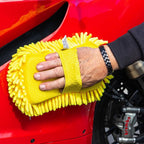 RIDERR Motorcycle MicroFibre Sponge - Chenille Microfibre & Sponge in one | Elasticated Strap (Yellow)