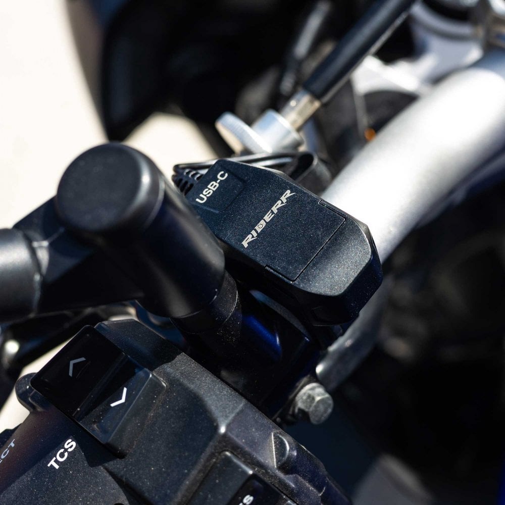 RIDERR Motorcycle USB Handlebar Charger - SAE Input to USB-C Output | 1.7m Cable | 5v 9v 12v | 3A 2A 1.5A