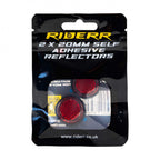 RIDERR Motorcycle Reflector - Round 20mm Red | Self Adhesive (Quick MOT Fix) x2