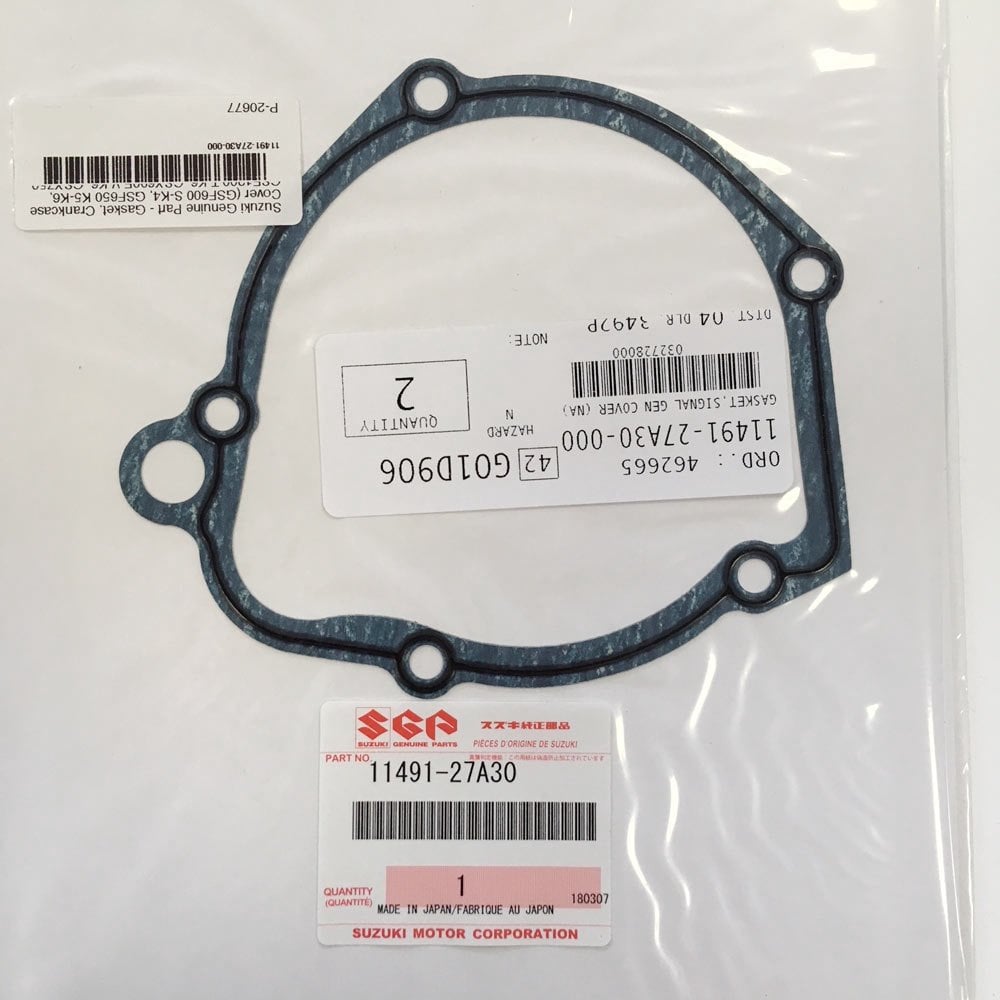 Suzuki Genuine Part - Gasket, Crankcase Cover (GSF600 S-K4, GSF650 K5-K6, GSF1200 T-K6, GSX600F V-K6, GSX750 S-K6, GSX1100G M-R, GSX1200 X-K1) - 11491-27A30-000