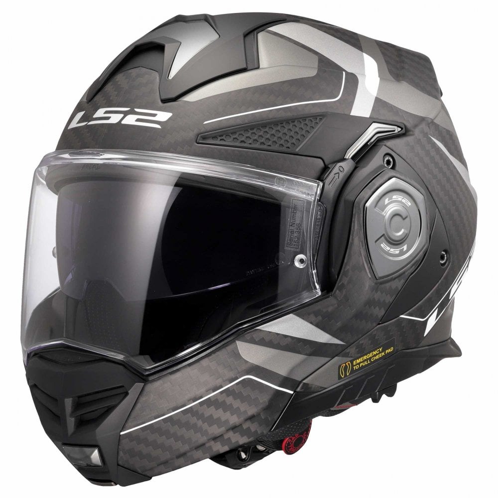 LS2 Motorcycle Touring Flip Over Helmet - FF901 Advant X - C Horizon (Carbon/Silver Grey)