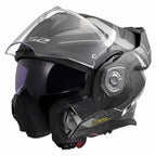 LS2 Motorcycle Touring Flip Over Helmet - FF901 Advant X - C Horizon (Carbon/Silver Grey)