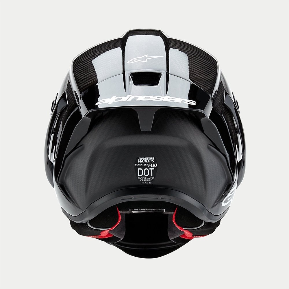 Alpinestars Motorcycle Road Race Helmet - Supertech S-R10 Solid (Black Carbon Matt / Gloss)