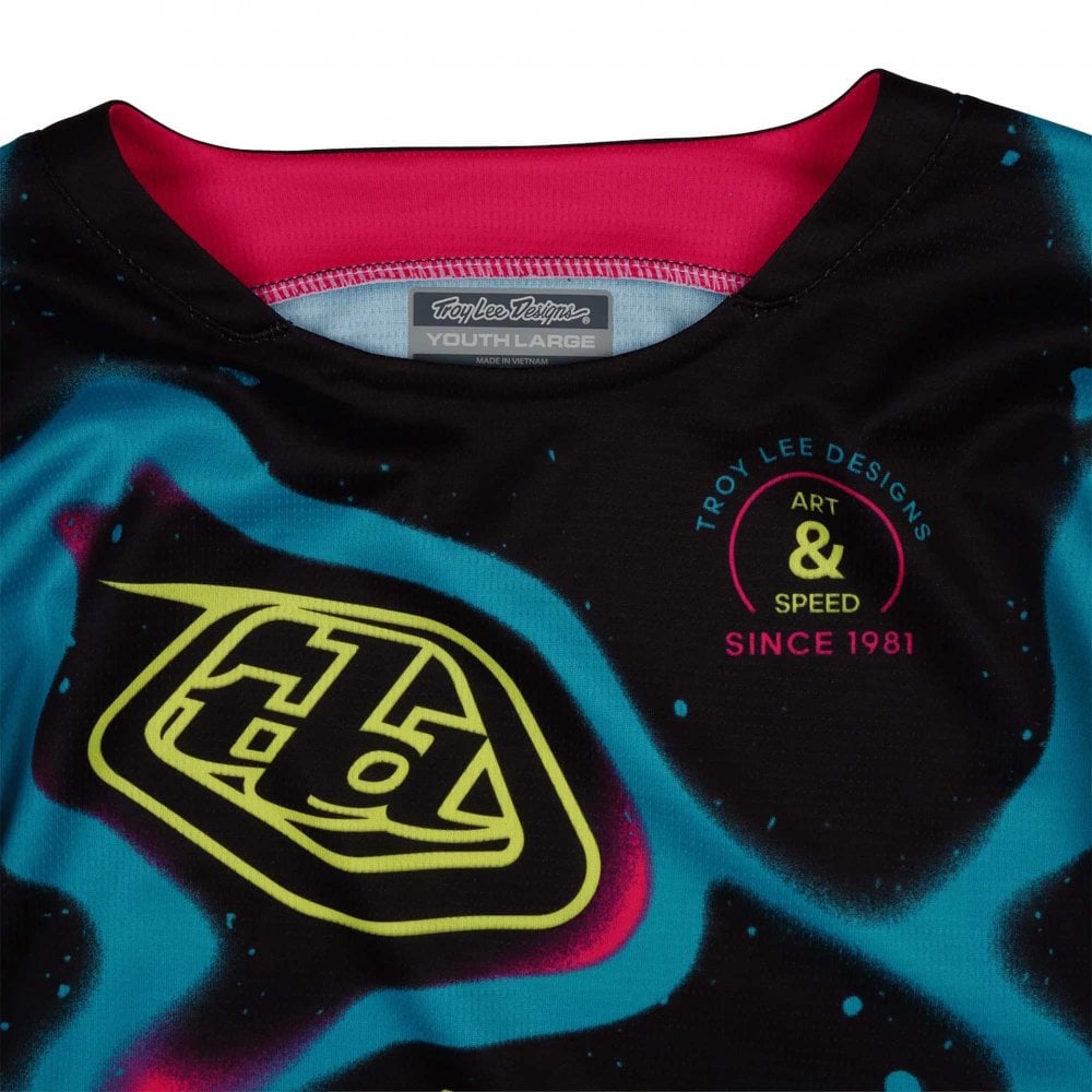 Troy Lee Motocross Kids | Youth Jersey - GP Pro MEMBRANE (Black/Teal/Pink/Glo Yellow)