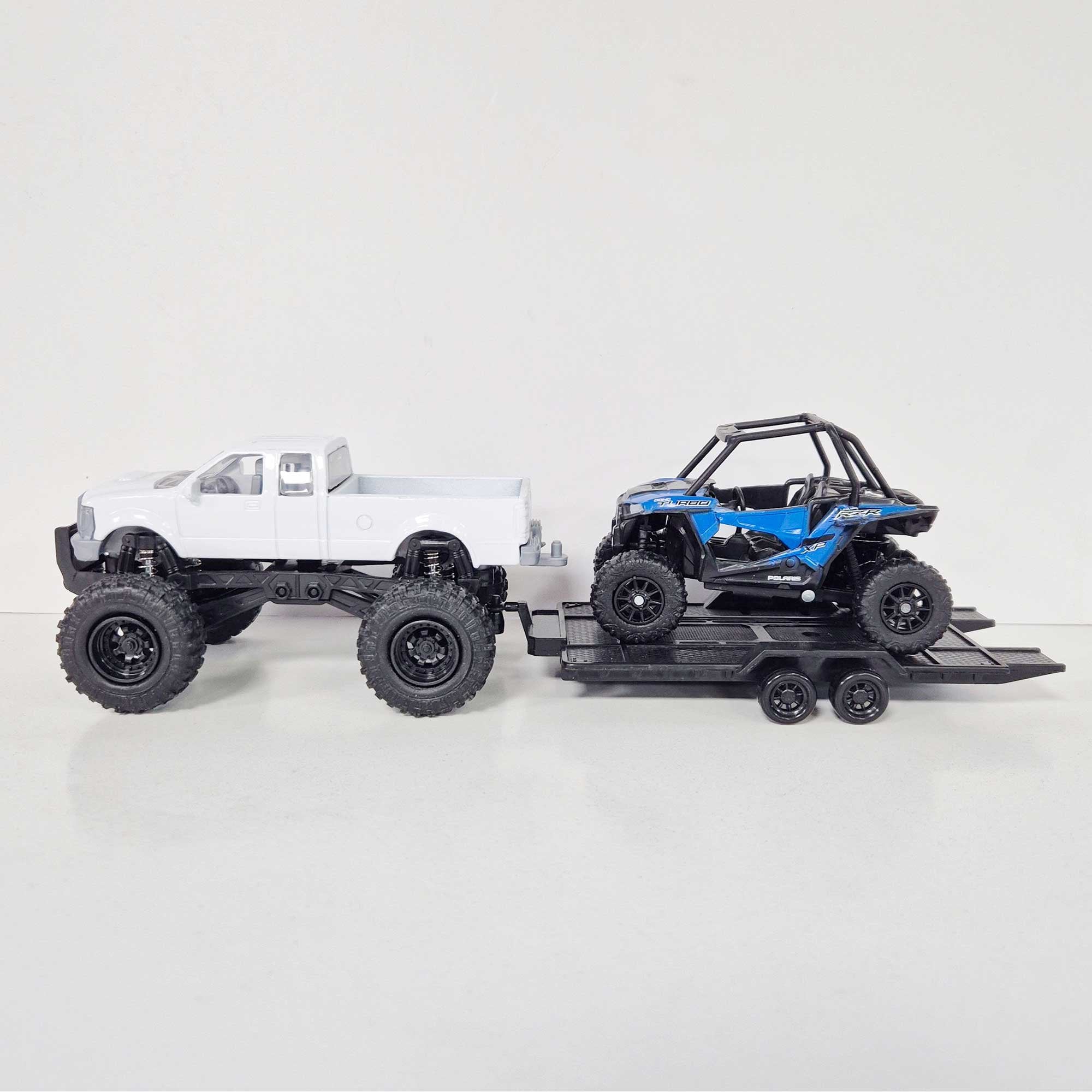 New Ray Toys - 1:32 - Truck - White Chevrolet Pick-Up w/Trailer & Polaris
