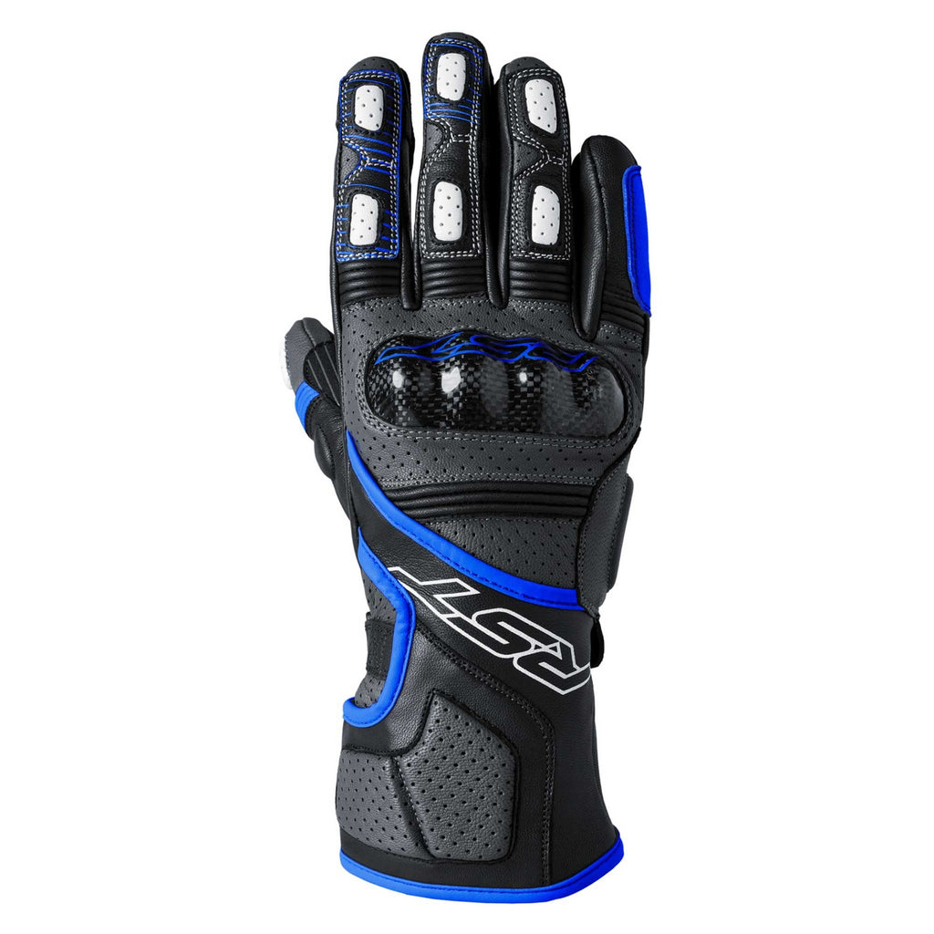 RST Motorcycle Road | Sports Leather Gloves - Fulcrum CE (Grey/Blue/Black)