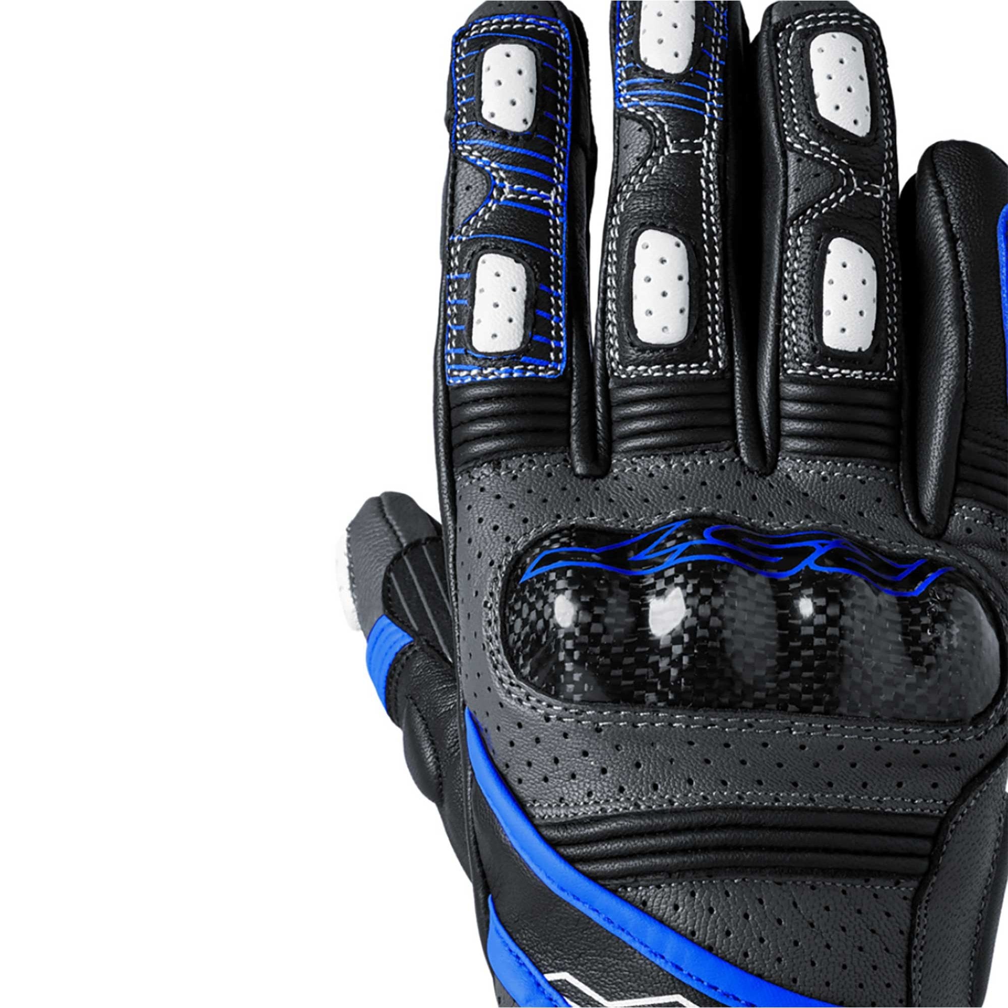 RST Motorcycle Road | Sports Leather Gloves - Fulcrum CE (Grey/Blue/Black)