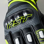 RST Motorcycle Road | Sports Leather Gloves - Fulcrum CE (Grey/Fluo Yellow/Black)