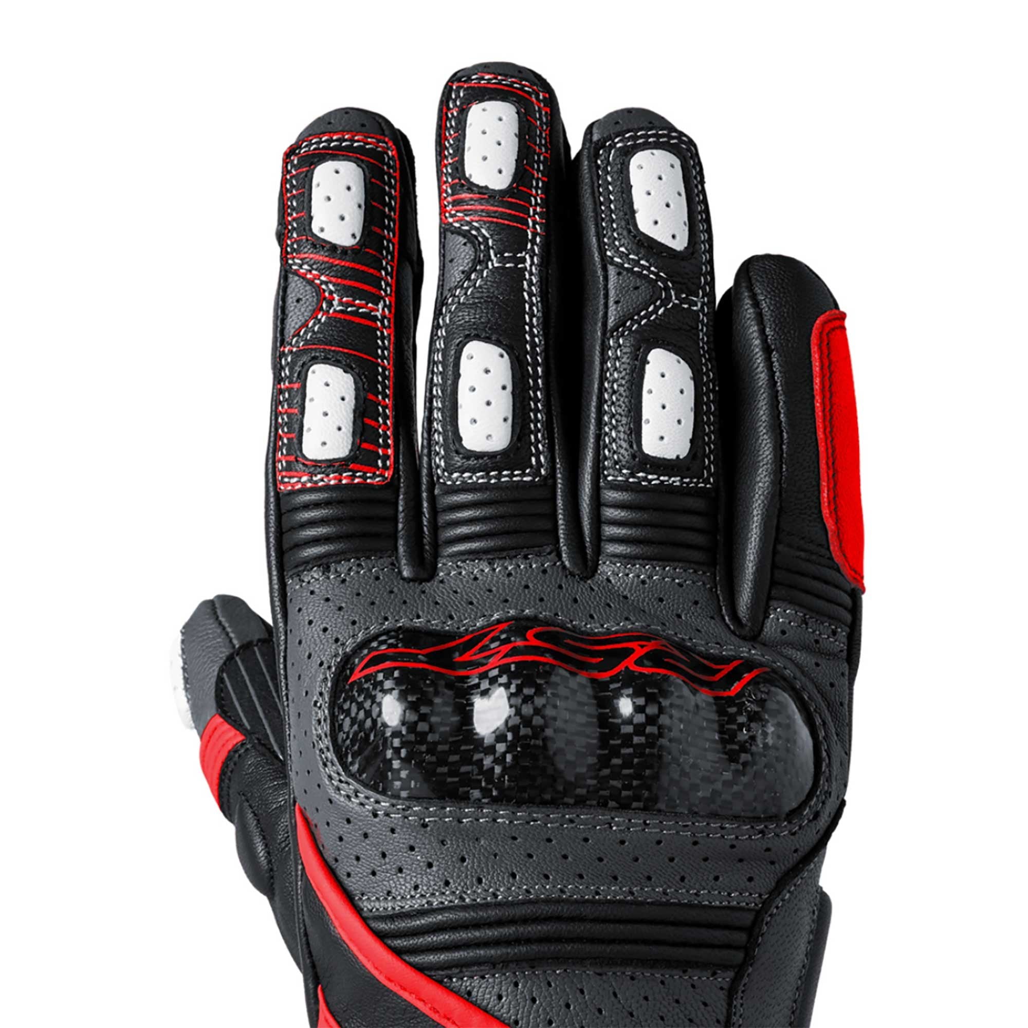 RST Motorcycle Road | Sports Leather Gloves - Fulcrum CE (Grey/Red/Black)