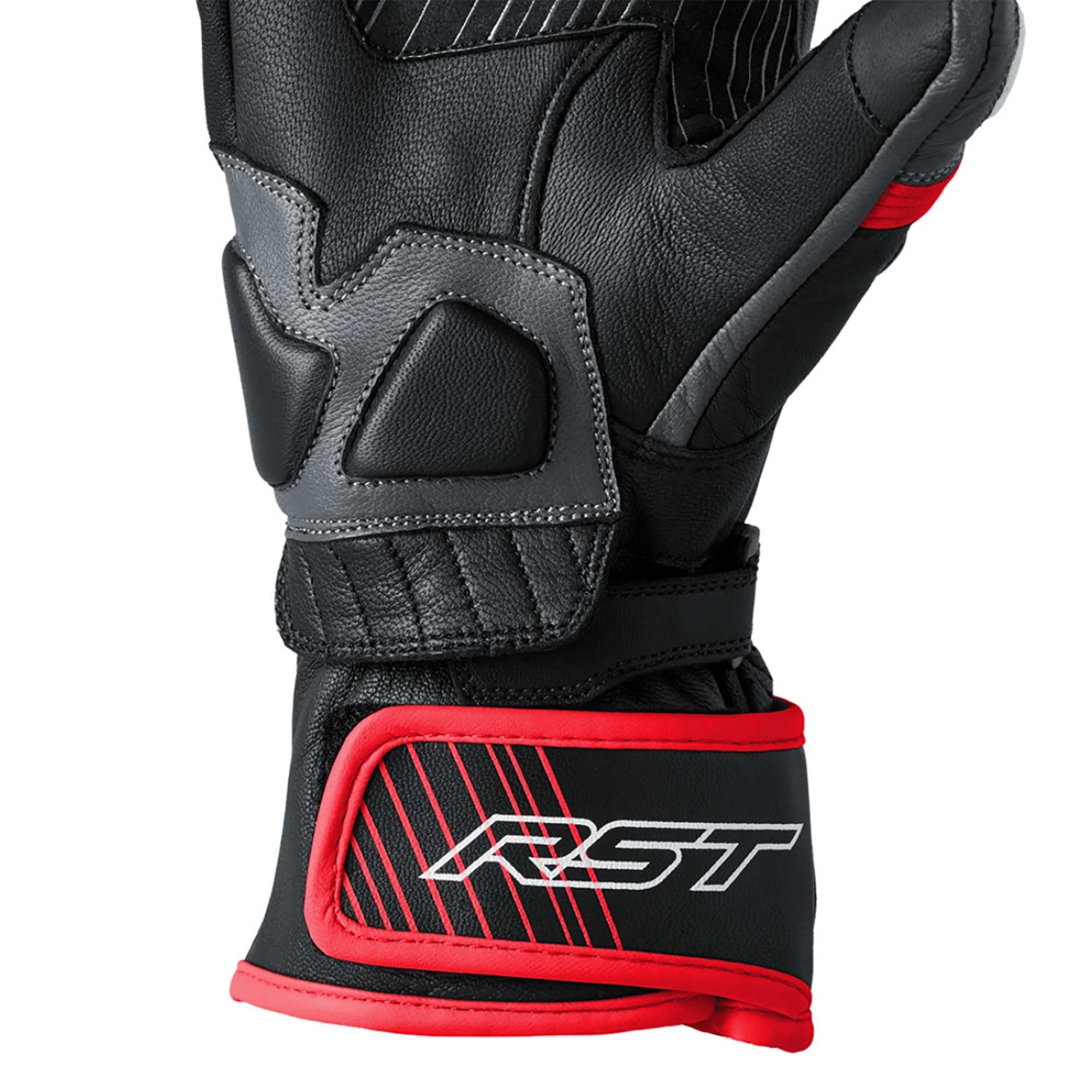 RST Motorcycle Road | Sports Leather Gloves - Fulcrum CE (Grey/Red/Black)