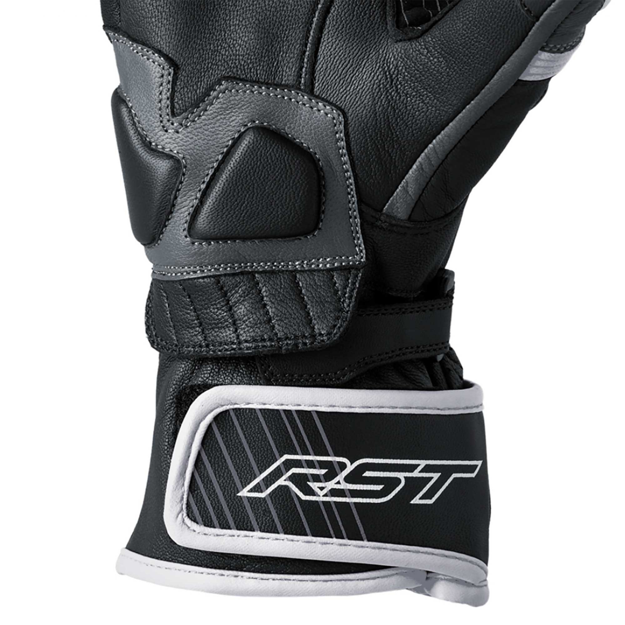 RST Motorcycle Road | Sports Leather Gloves - Fulcrum CE (Grey/White/Black)