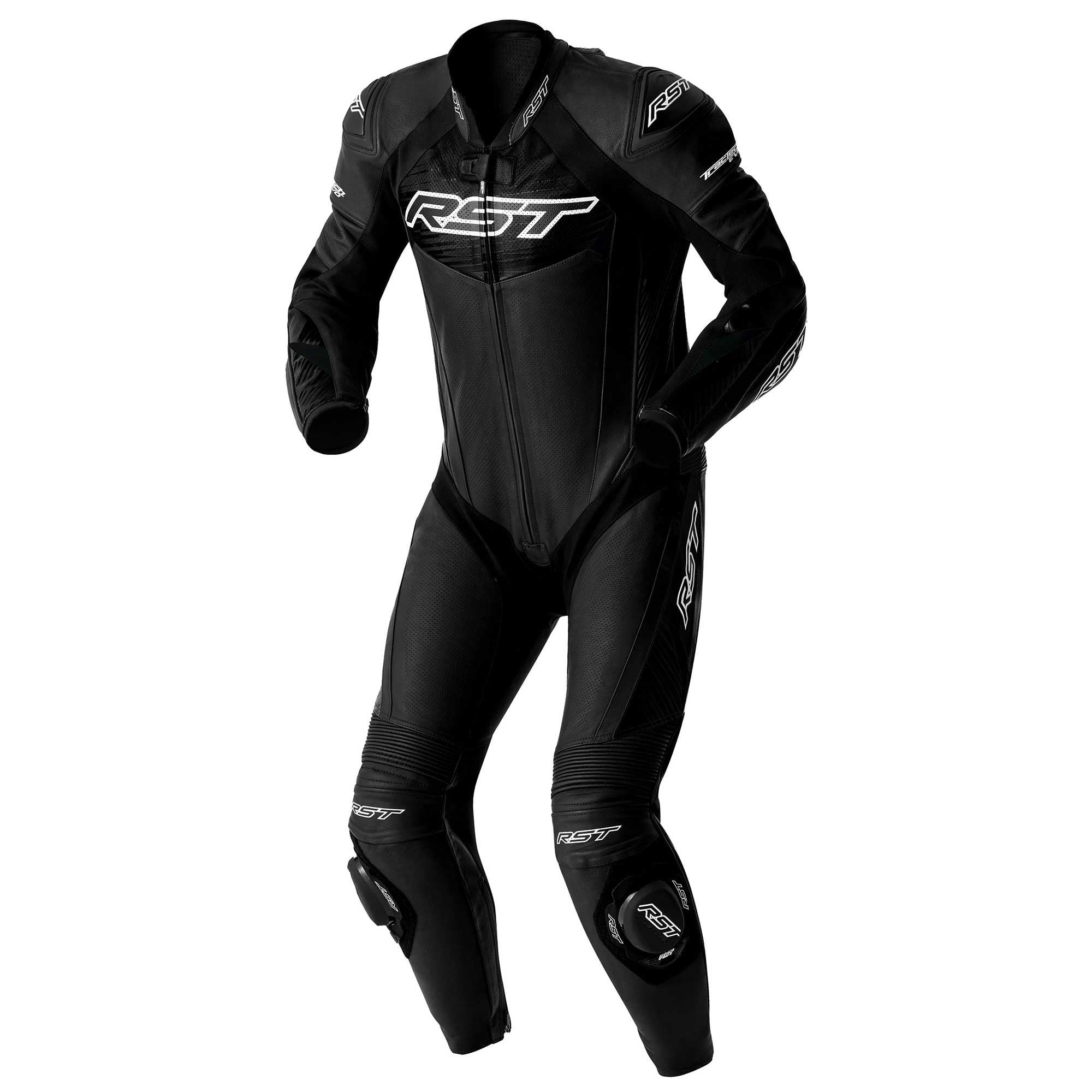 RST Motorcycle 1pc Race Suit - Tractech EVO D3O Armour (Black / White)