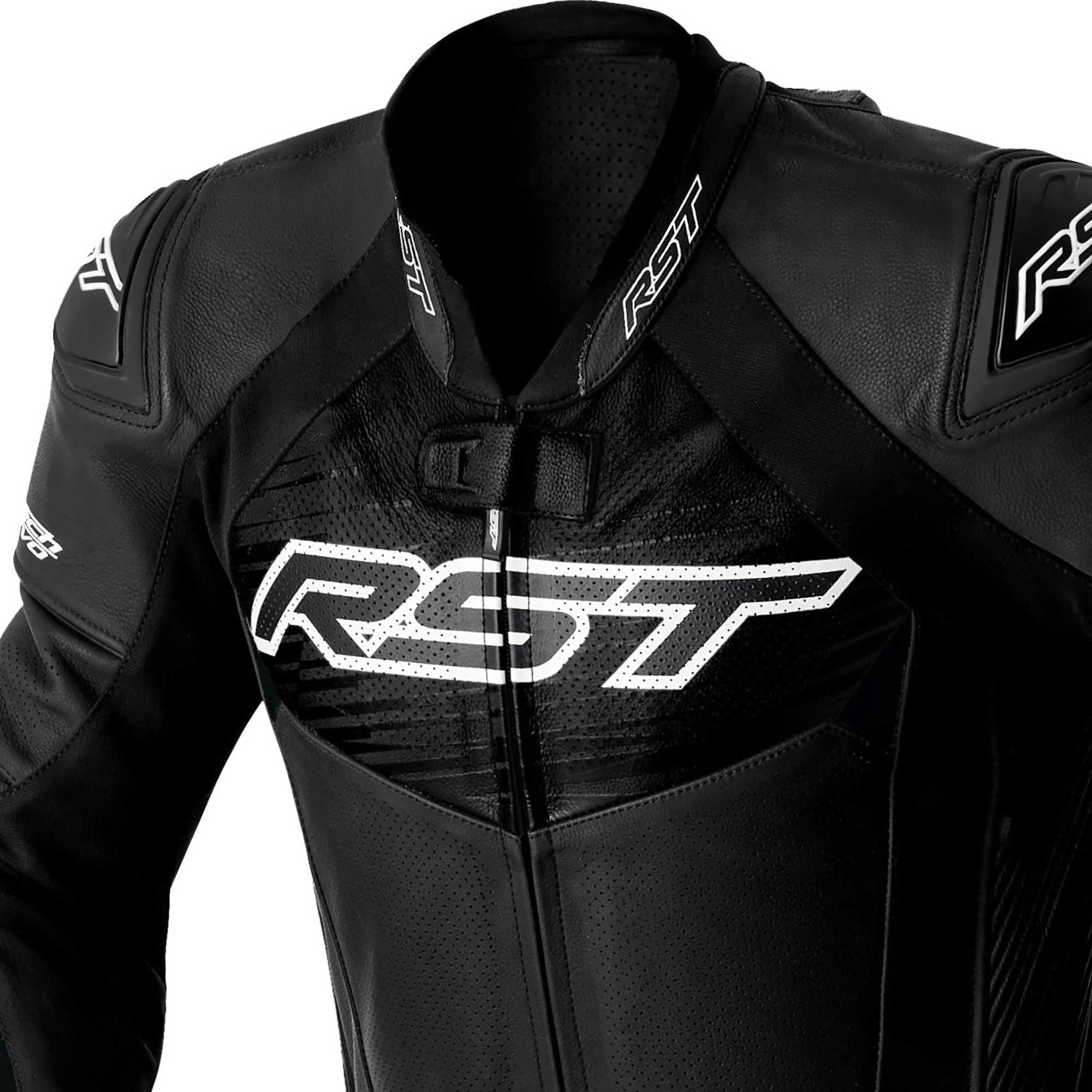 RST Motorcycle 1pc Race Suit - Tractech EVO D3O Armour (Black / White)