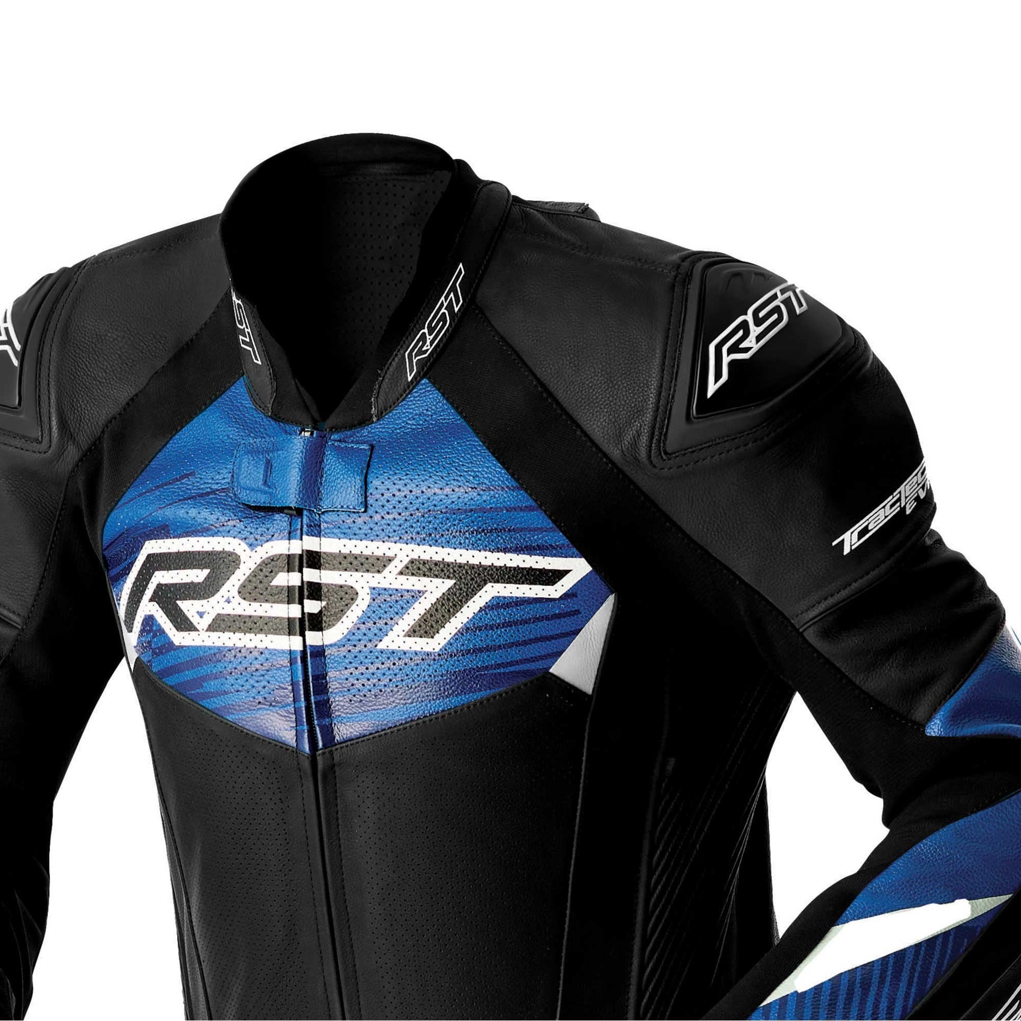 RST Motorcycle 1pc Race Suit - Tractech EVO D3O Armour (Black / Blue)