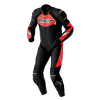 RST Motorcycle 1pc Race Suit - Tractech EVO D3O Armour (Black / Flo Red)