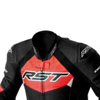 RST Motorcycle 1pc Race Suit - Tractech EVO D3O Armour (Black / Flo Red)
