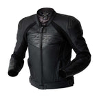 RST Motorcycle Race | Road Leather Jacket - Tractech Evo D3O Armour (Black / Black)