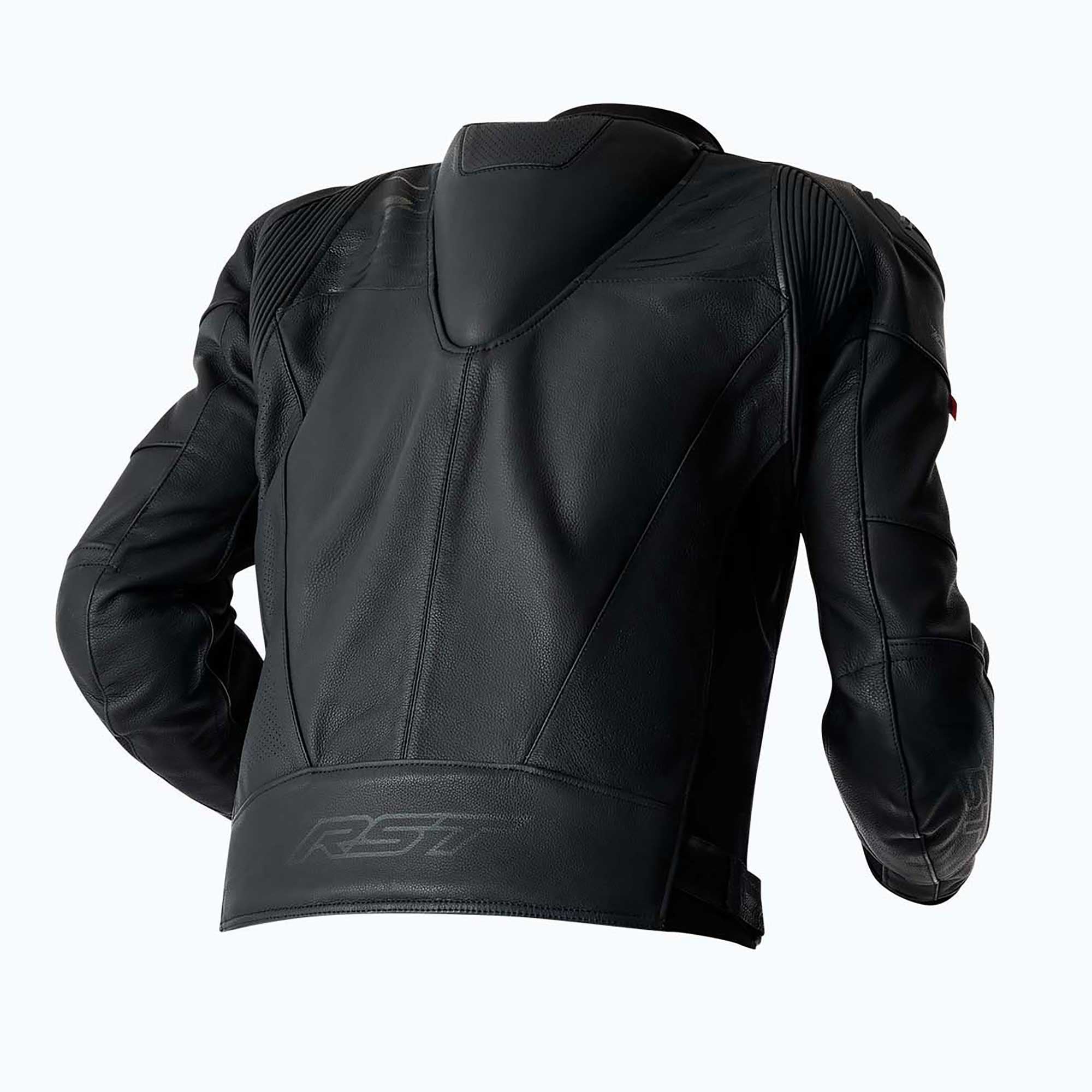 RST Motorcycle Race | Road Leather Jacket - Tractech Evo D3O Armour (Black / Black)