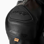 RST Motorcycle Race | Road Leather Jacket - Tractech Evo D3O Armour (Black / Black)