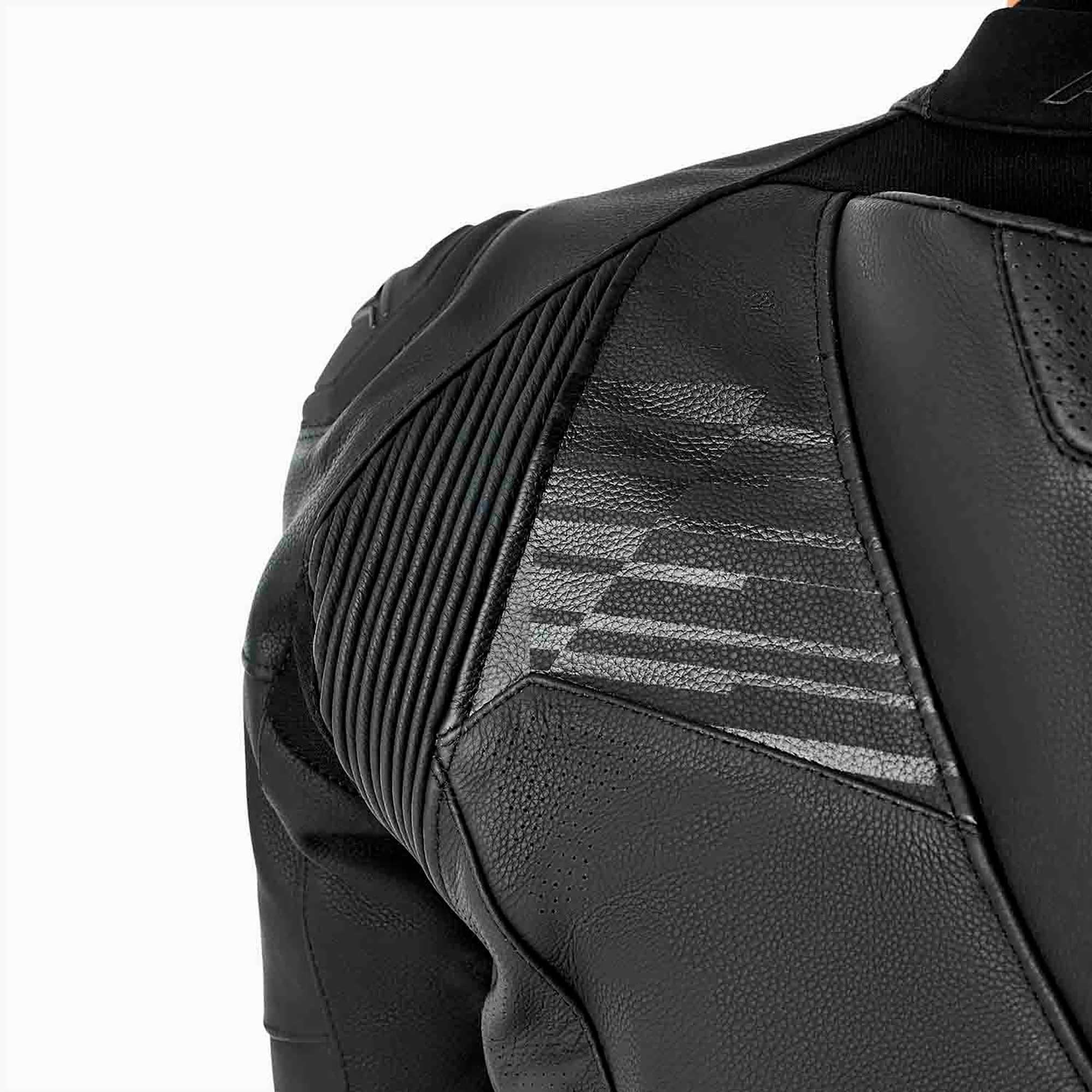 RST Motorcycle Race | Road Leather Jacket - Tractech Evo D3O Armour (Black / Black)
