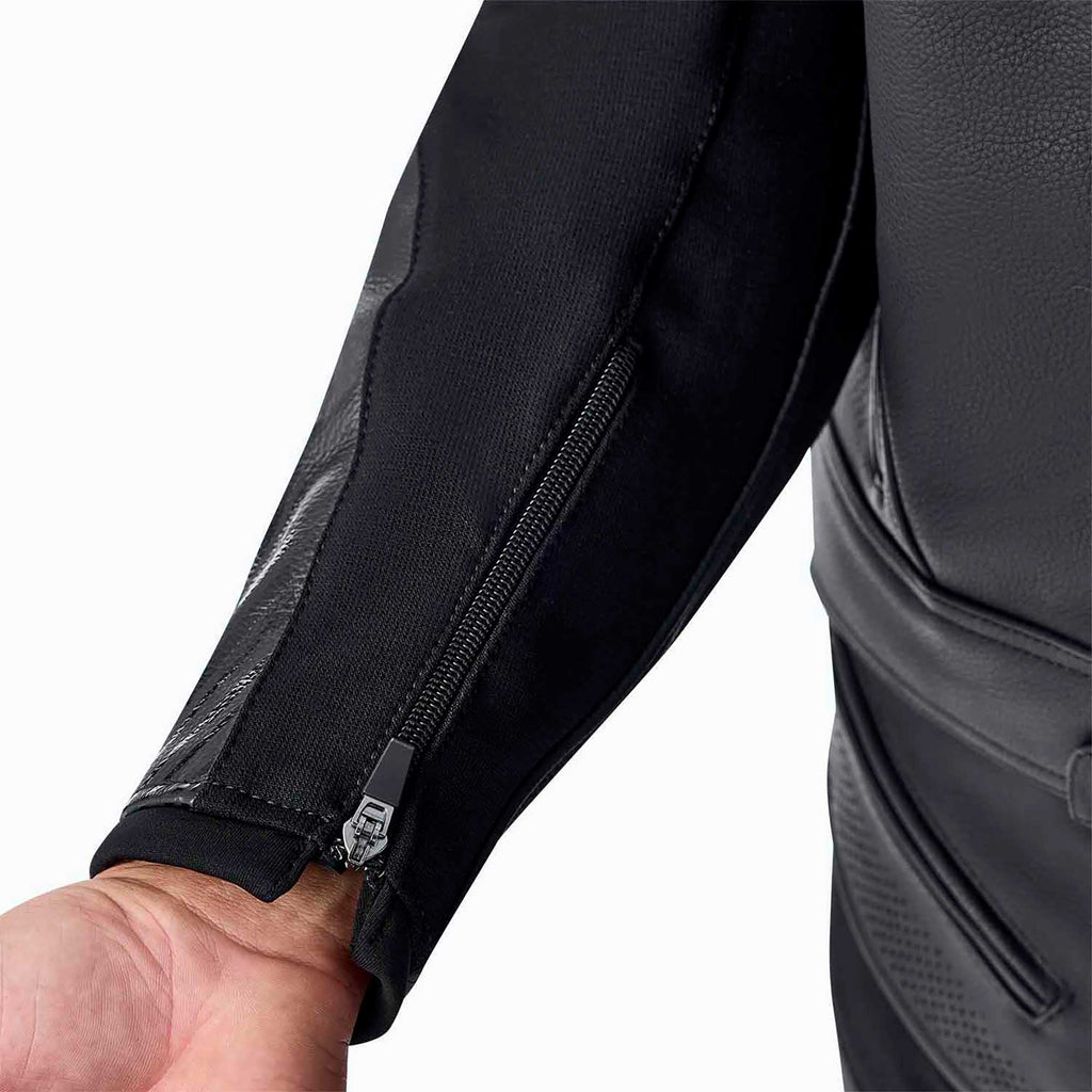 RST Motorcycle Race | Road Leather Jacket - Tractech Evo D3O Armour (Black / White)