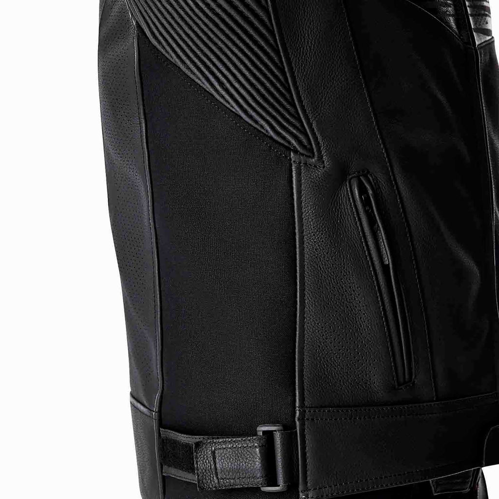 RST Motorcycle Race | Road Leather Jacket - Tractech Evo D3O Armour (Black / White)