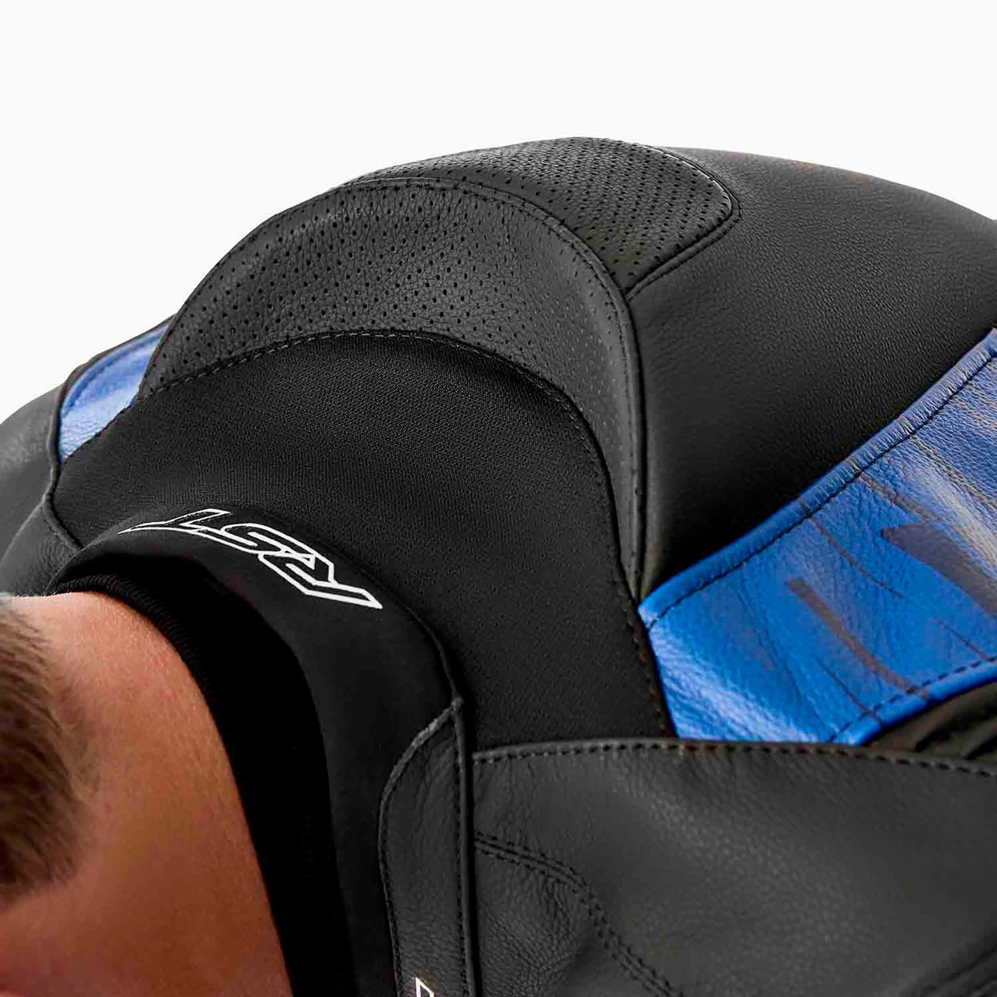 RST Motorcycle Race | Road Leather Jacket - Tractech Evo D3O Armour (Black / Blue)